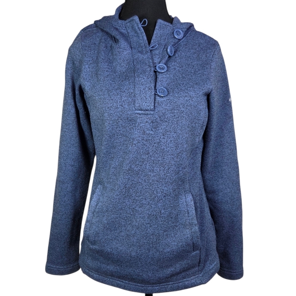 Columbia Women's Heathered Blue Button-Up Hoodie Size Small